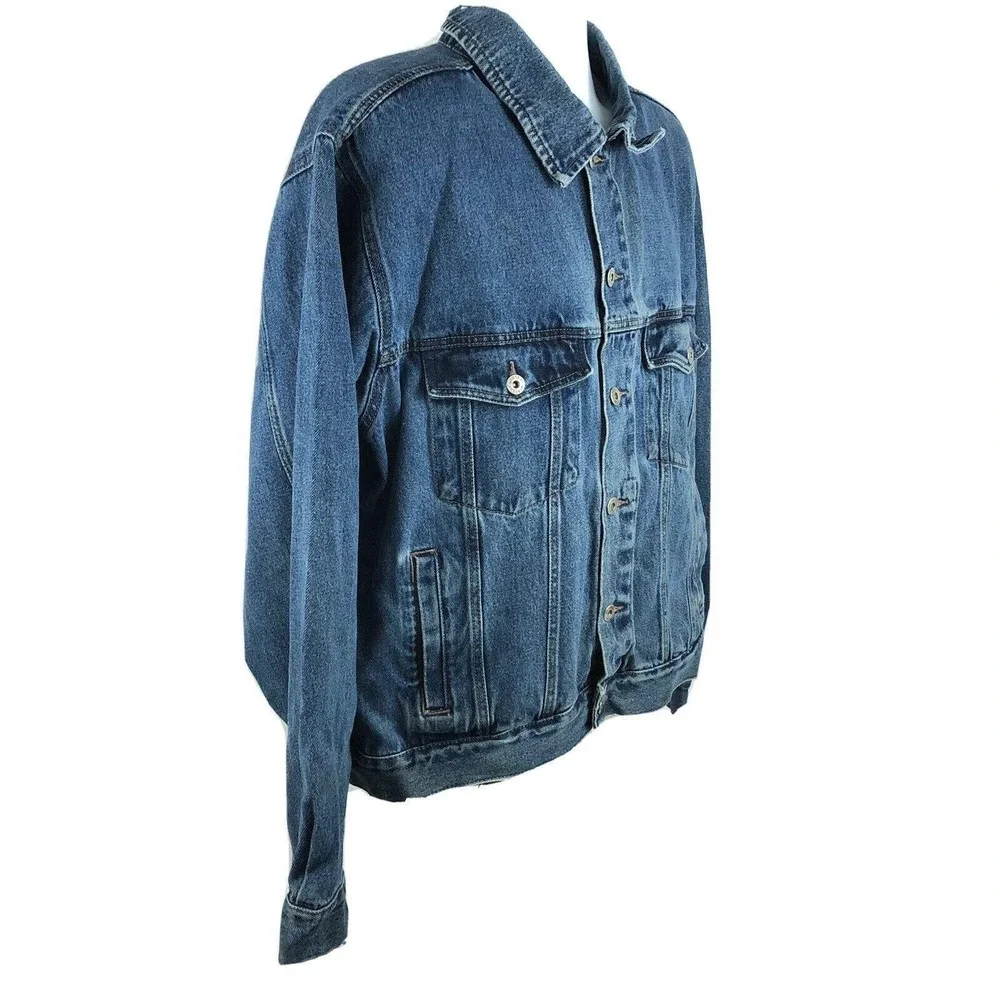 Wrangler‎ Hero Denim Jacket Blue Jean Western Trucker Vintage 90s Boxy Fit Large